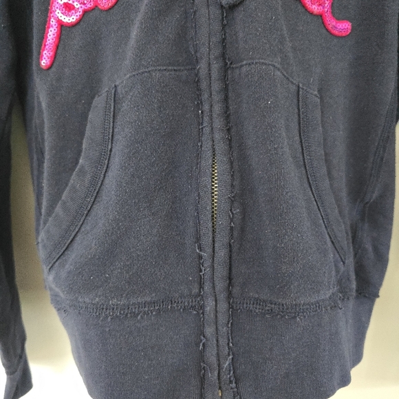 Aeropostale Sequin Bling Hoodie Small Dark Navy Blue & Pink Iridescent Sequins - Picture 3 of 10
